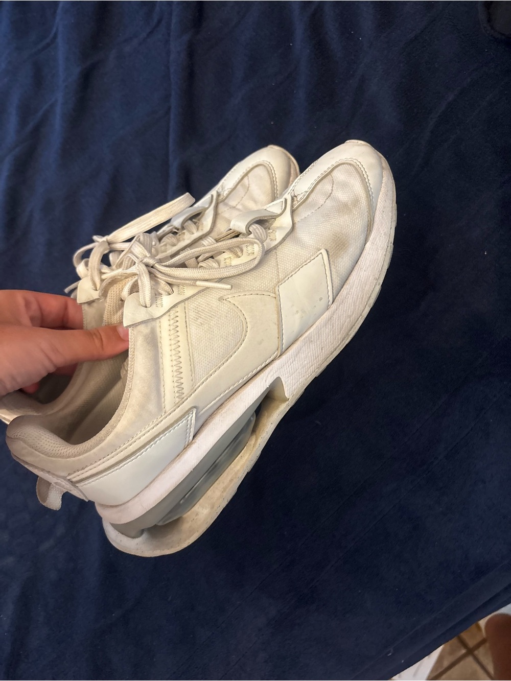 Nike Off-White/Light Cream Sneakers with Visible Swoosh - just need a wash!